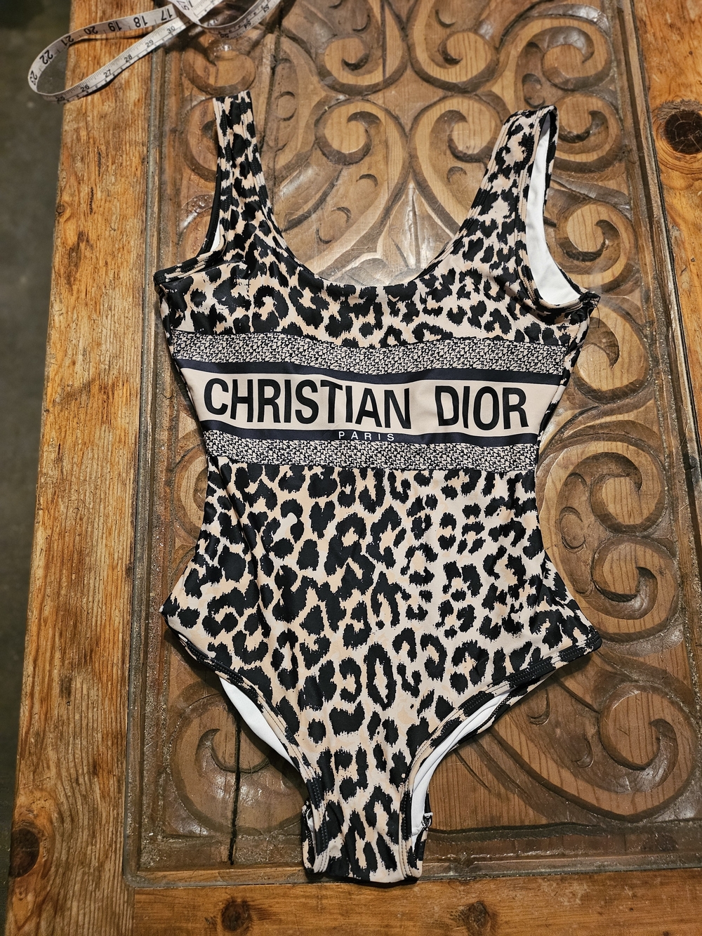 Dior Leopard Print One-Piece Swimsuit - Beige & Black